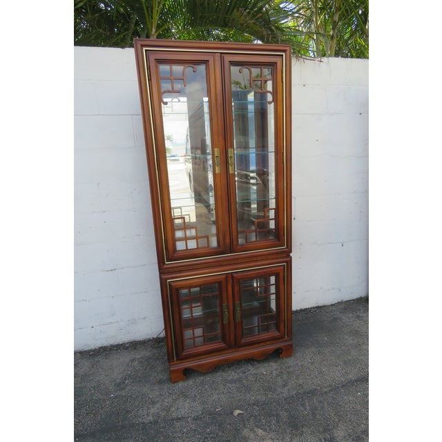 Hollywood Regency Tall China Display Cupboard Cabinets a Pair 5888 For Sale - Image 4 of 12