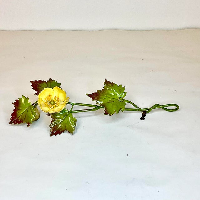 Metal 1960s Vintage Italian Hand Painted Tole Metal Floral Candle Snuffer For Sale - Image 7 of 9