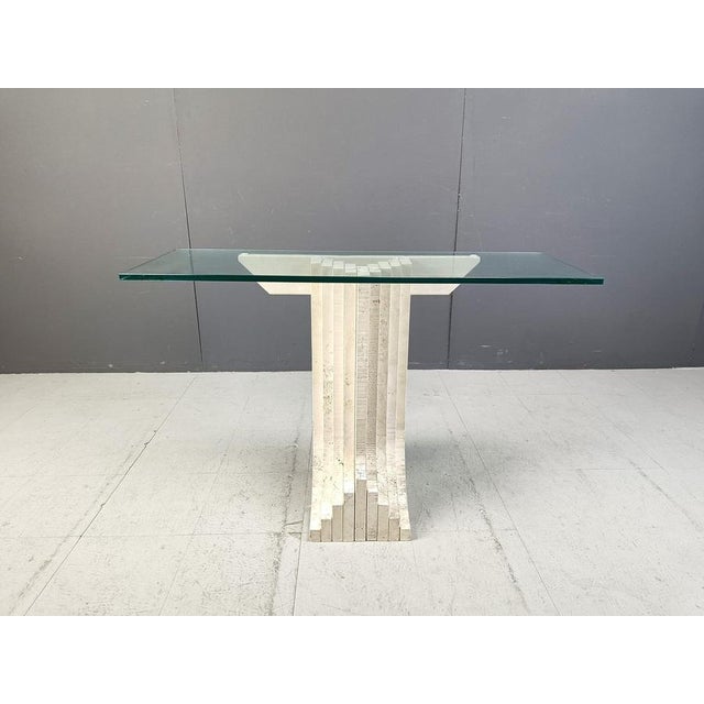 Vintage Travertine Console Table in the manner of Carlo Scarpa, 1970s For Sale - Image 3 of 12