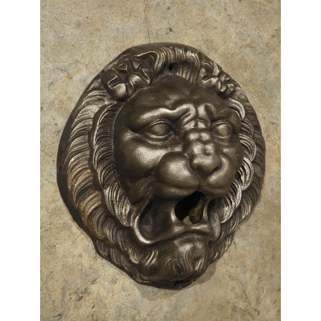 Metal Circa 1920s French Cast Iron Lion Fountain Feature, Spout For Sale - Image 7 of 13