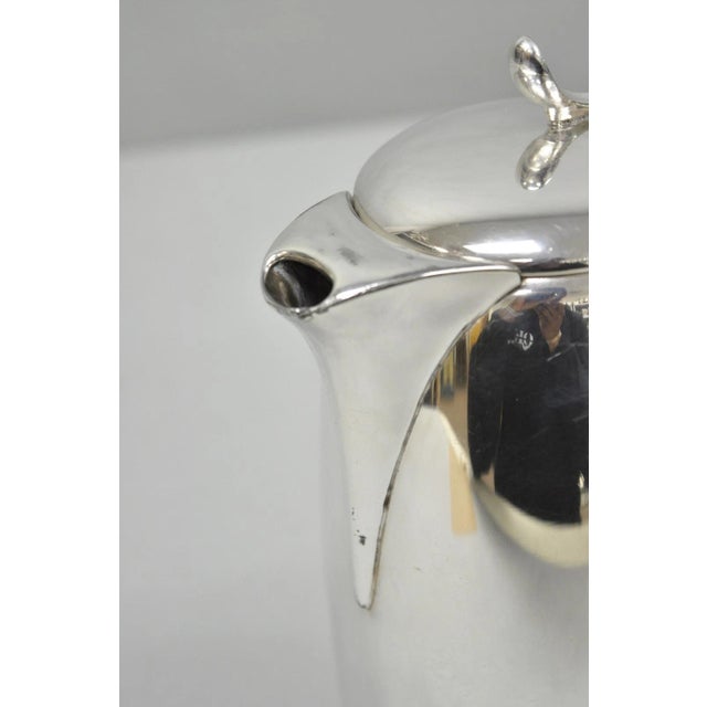 Silver Amston Mid Century Modern Silver Plated Rattan Wicker Handle Coffee Pot Pitcher For Sale - Image 8 of 14