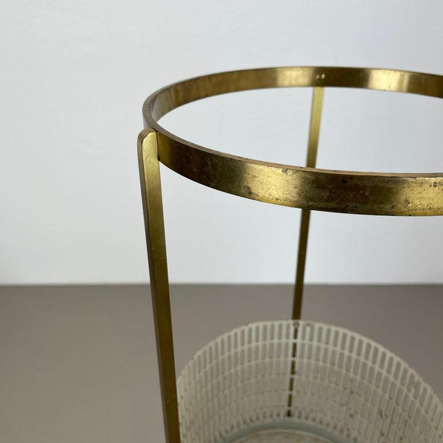 Mid-Century Hollywood Regency Brass Umbrella Stand in the style of Mathieu Matégot, France, 1950s For Sale - Image 18 of 18