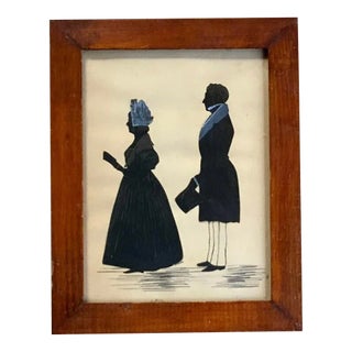 Antique 19th Century American Double Silhouette Portrait, Wood Frame For Sale