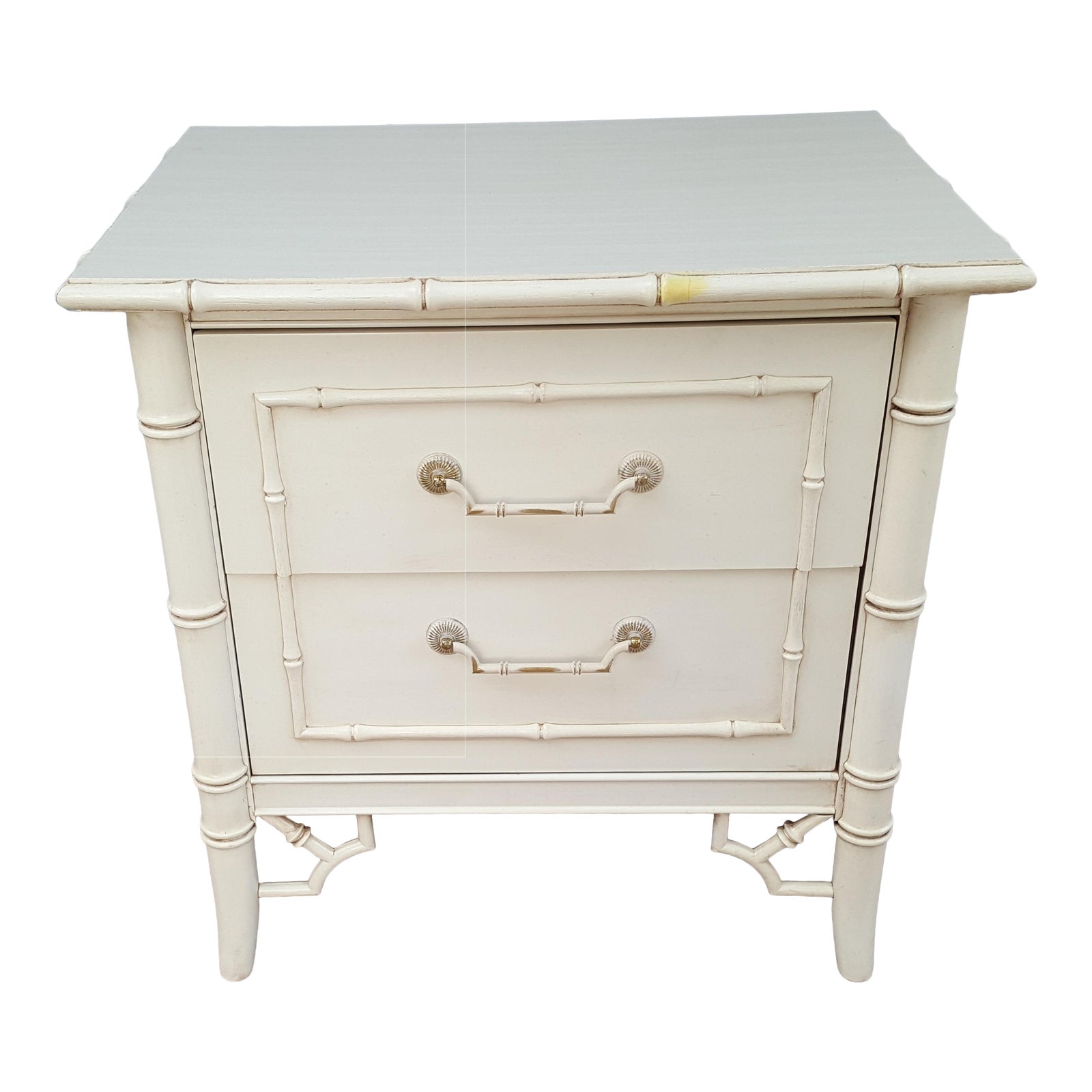 Mid 20th Century Thomasville Allegro Fretwork Faux Bamboo Nightstand