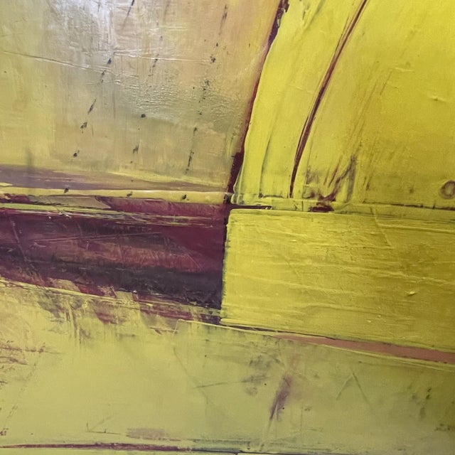 Serge Detriaux, Yellow Abstract Composition, Oil on Panel, 1982 For Sale - Image 9 of 13