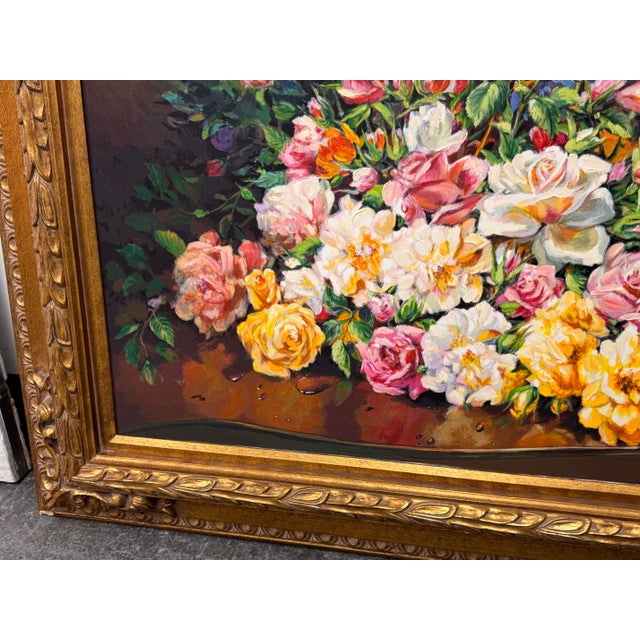 Mid 20th Century Vintage S. Maez Floral Still Life Oil Painting, Signed For Sale - Image 5 of 12