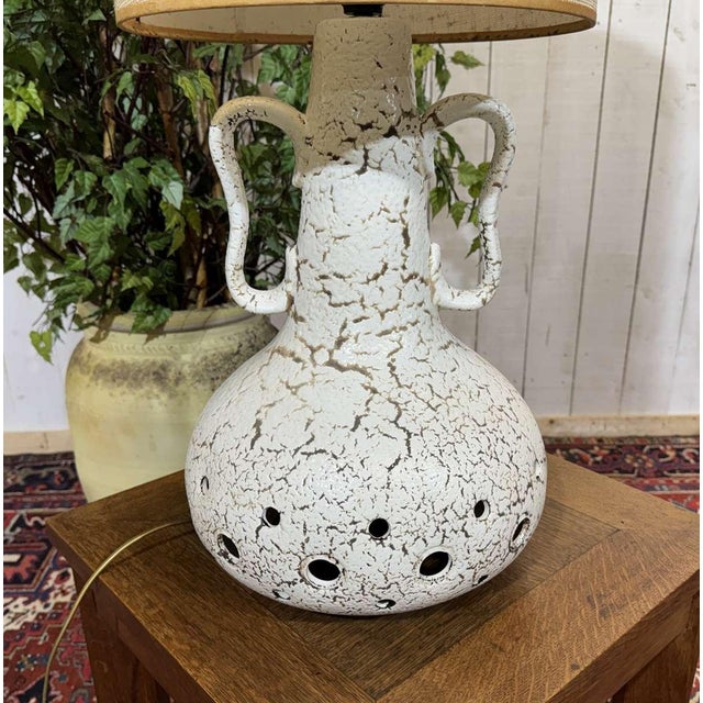 White Ceramic Lamp with Lampshade, 1970s For Sale - Image 13 of 17