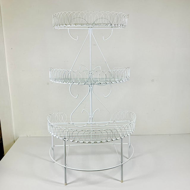 John Salterini 1970s Vintage Boho Chic Hollywood Regency Wire Loop Design 3-Tier Plant Stand, After Salterini For Sale - Image 4 of 13
