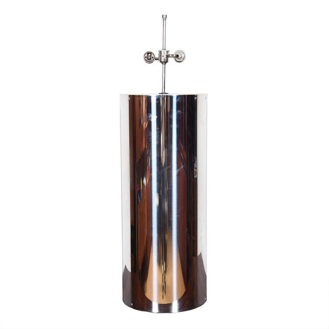 Mid 20th Century Mid Century Tall Chrome Cylinder Double-Socketed Table Lamp by Kovacs For Sale - Image 5 of 5