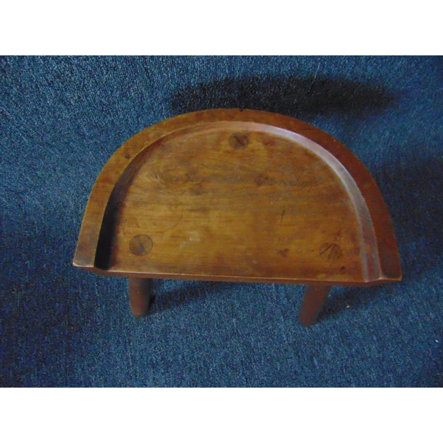 Mid Century Modern Walnut Tri Leg Stool For Sale - Image 4 of 7