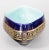 A gorgeous antique Neoclassical style French Sarreguemines cobalt blue majolica oval centerpiece bowl, circa 1900. Maker's...
