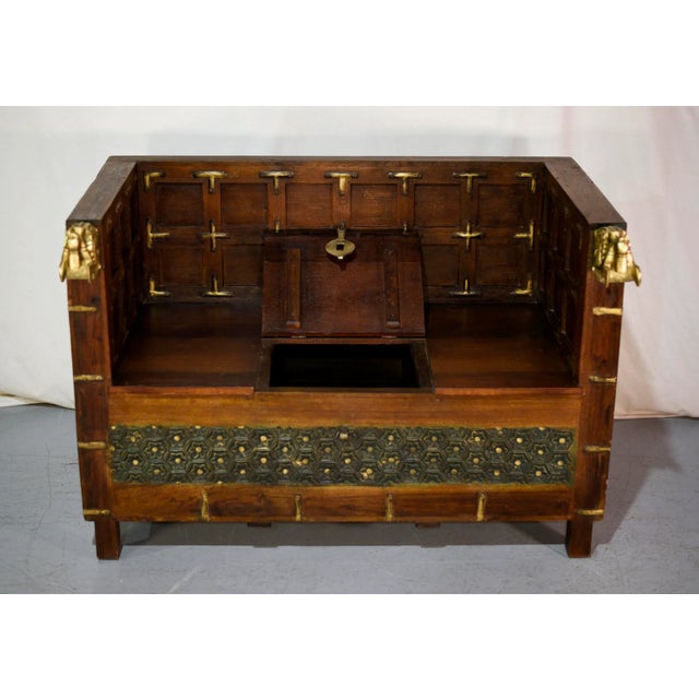 Brown Vintage Indian Carved Wood Gold Pegasus Damchiya Daybed Hope Chest For Sale - Image 8 of 13