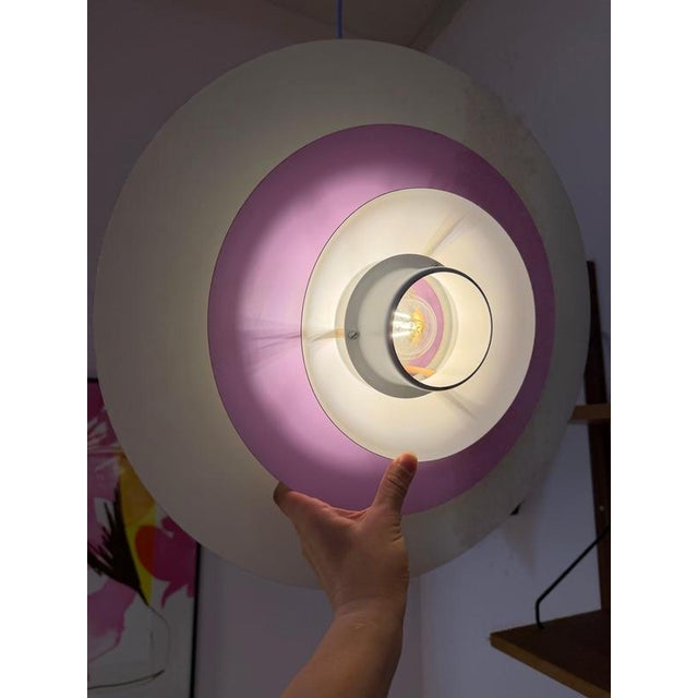 Purple White and Purple Metal Louvered Lamp by Formlight, 1970s For Sale - Image 8 of 11