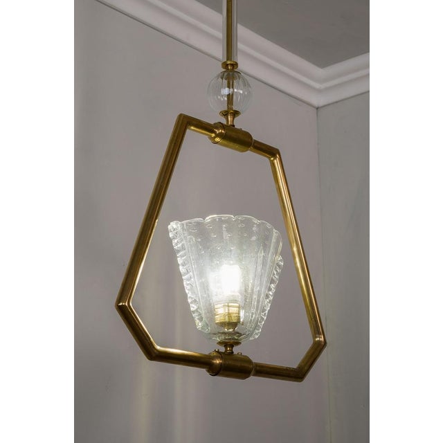Vintage Murano Glass Pendant with Brass Frame, 1930s For Sale - Image 9 of 11