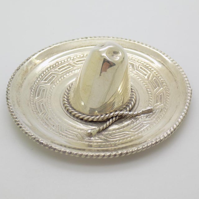 Vintage Mexican Handmade Genuine Sterling Silver 925 Traditional Sombrero Hat Figurine by Unknown for Unknown, 1970s For Sale - Image 4 of 14