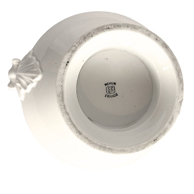 1900 - 1909 Large Antique French White Porcelain Soup Tureen with Fruit Finial from C.P. & Cie Mehun, 1900 For Sale - Image 5 of 7