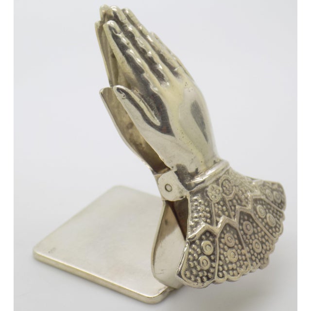 1970s Vintage Italian Handmade Genuine Silver Figural Hand Desk Memo Clip From Florence For Sale - Image 4 of 14