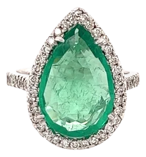 Gia Certified 4.83 Carat Emerald Diamond White Gold Cocktail Ring, Size 7