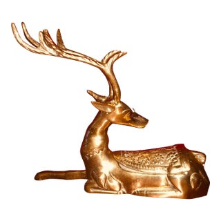 1950s A Brass Deer / Stag Seated Trinket For Sale