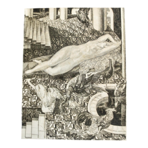 Albert DeCaris Circa 30s Pen Drawing Odalisque