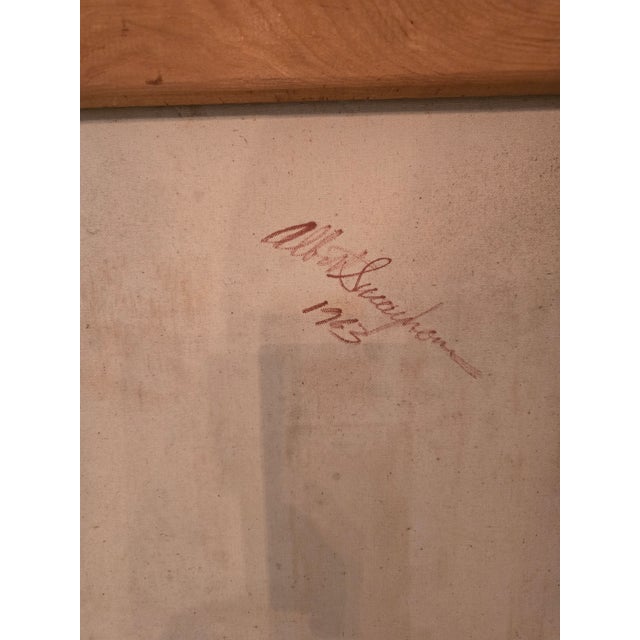 Wood Vintage Mid Century Modern Large Signed Abstract Painting For Sale - Image 7 of 10