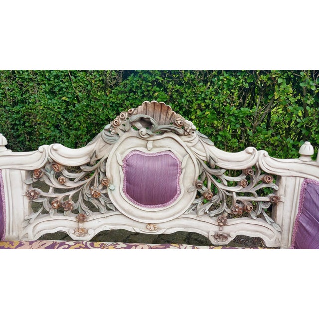 1970s French Louis XVI Pastel Beech Settee - 1 Pc For Sale - Image 9 of 12