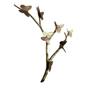 Mid Century Brass Butterfly Branch Wall Decoration M