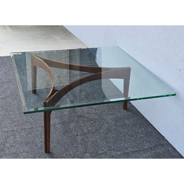 Vintage Danish Modern Triangular Base Glasstop Coffee Table For Sale - Image 4 of 12