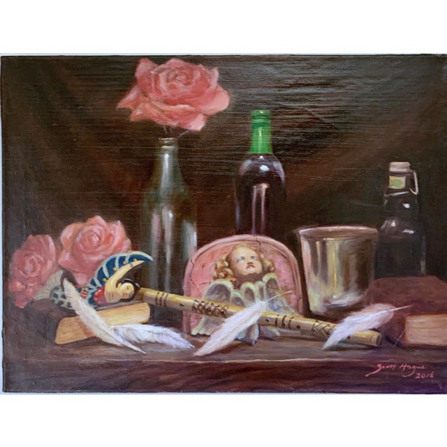 Still Life Oil Painting by Scott Hague dated 2016 dimensions: 18" x 24" excellent condition Scott Hague is a multi-...