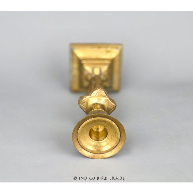 Early 20th Century Early 20th Century Art Deco Solid Brass Ram Head Candlestick Holder For Sale - Image 5 of 5