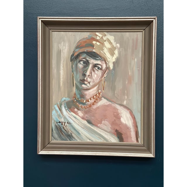 Unknown, Portrait of a Woman, 1950s, Oil on Panel, Framed For Sale - Image 12 of 12