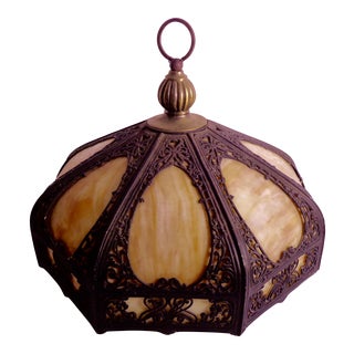 1940s Vintage Cream Slag Glass Hanging Light For Sale