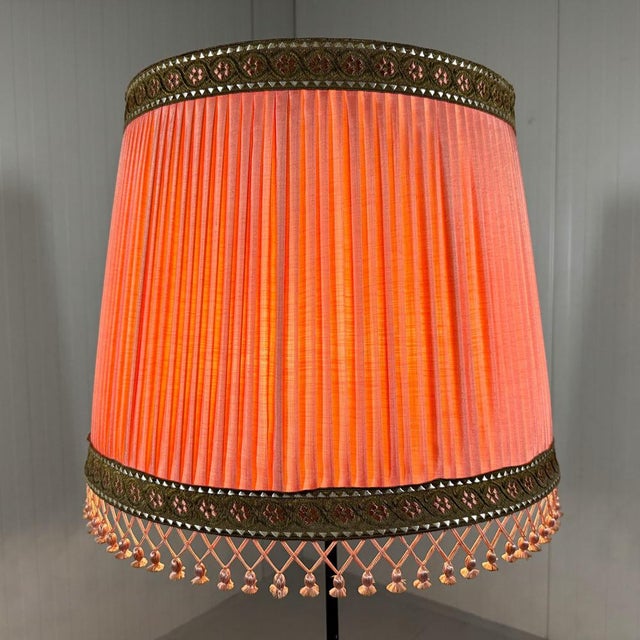 Brass Floor Lamp with Pleated Lampshade, Austria, 1950s For Sale - Image 4 of 18