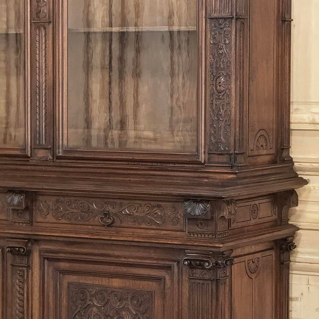 19th Century Grand French Renaissance Walnut Bookcase For Sale - Image 9 of 18