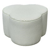 Vintage Celadon Stripe Clover Leaf Ottoman For Sale