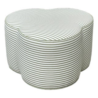 Vintage Celadon Stripe Clover Leaf Ottoman For Sale