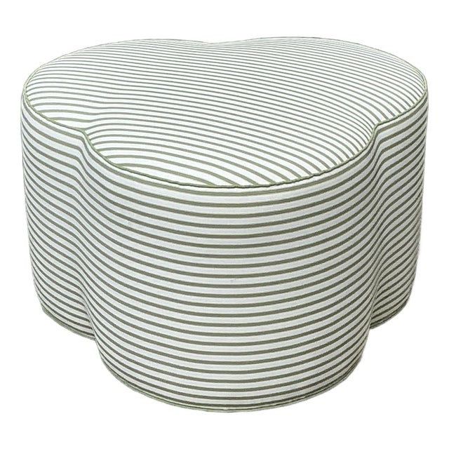 Vintage Celadon Stripe Clover Leaf Ottoman For Sale
