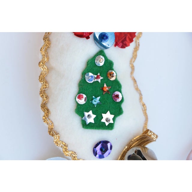 1960s Mid-Century Felt Christmas Stocking Ornaments - Set of 6 For Sale - Image 5 of 6