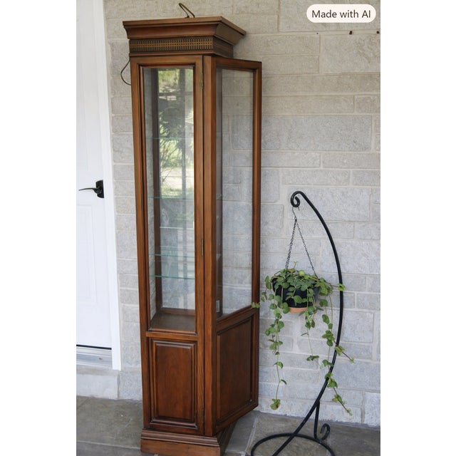 Brandt Late 20th Century Brandt Solid Cherry Chippendale Diminutive Curio Cabinet For Sale - Image 4 of 13