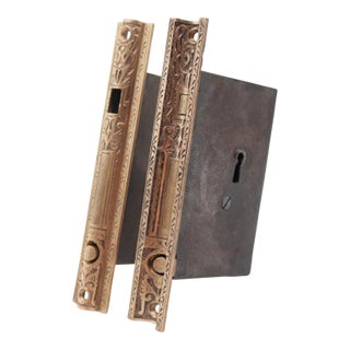 Pair of Antique Victorian Brass Pocket Door Locks For Sale