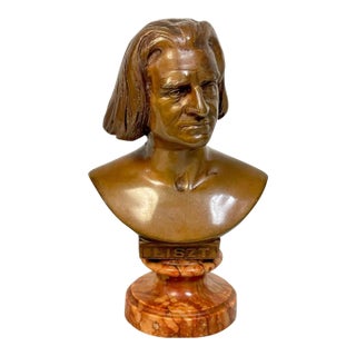 19th Century Diminutive Bronze & Marble Portrait Bust of Franz Liszt For Sale