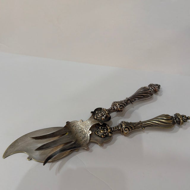 Late 19th Century Antique Set Silver Plated Serving Fish - 2 pcs For Sale - Image 5 of 9