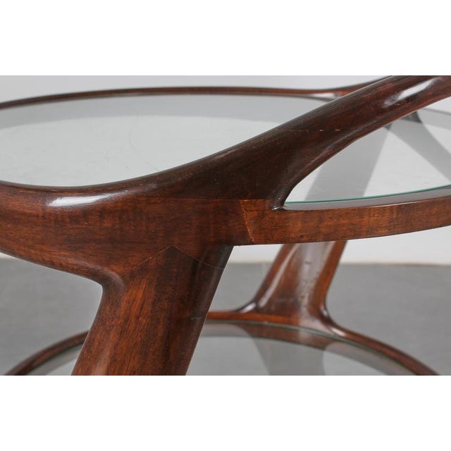 Mid-Century Glass and Curved Wood Bar Cart by Cesare Lacca, Italy, 1950s For Sale - Image 9 of 15