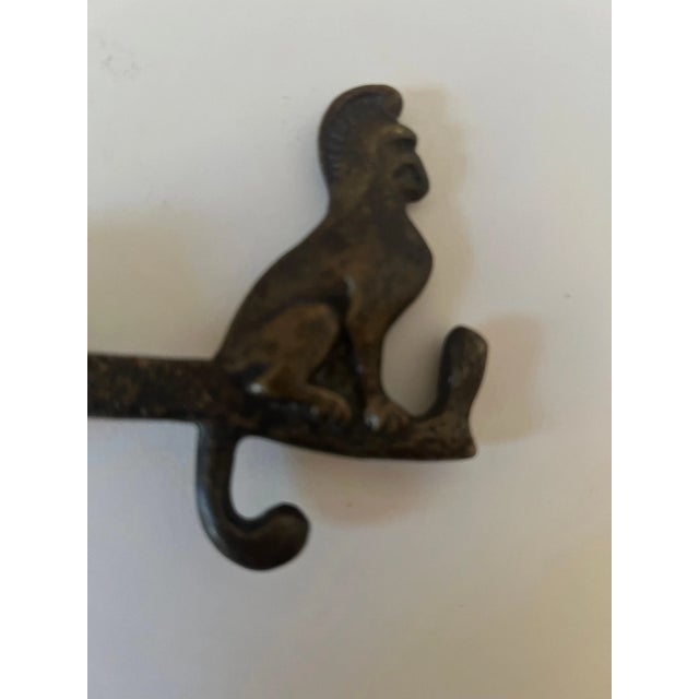 Solid Brass Door Coat Hook with Monkey For Sale In Los Angeles - Image 6 of 7