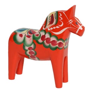 Mid-Century Scandinavian Modern Hand-Painted Dala Horse From Färnäs Sweden For Sale