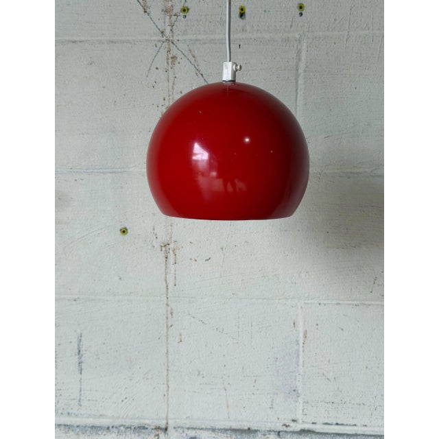 1970s Mid-Century Modern Louis Poulsen Red Globe Metal Pendant Light Space Age Ceiling Lamp Danish For Sale - Image 10 of 10