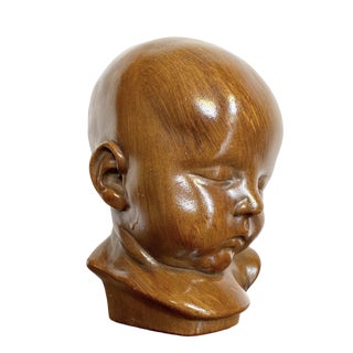 Jan Verdonk, Paridur Bust of a Sleeping Child, 1920s, Plaster & Resin For Sale