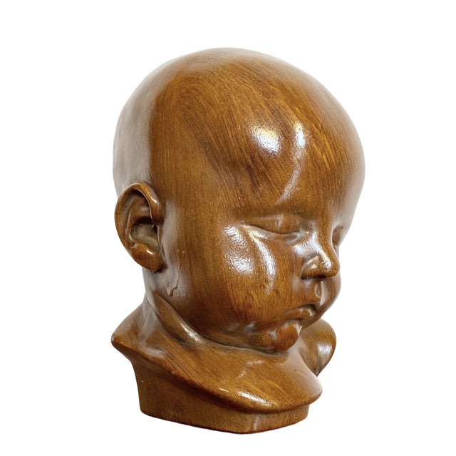 Jan Verdonk, Paridur Bust of a Sleeping Child, 1920s, Plaster & Resin For Sale
