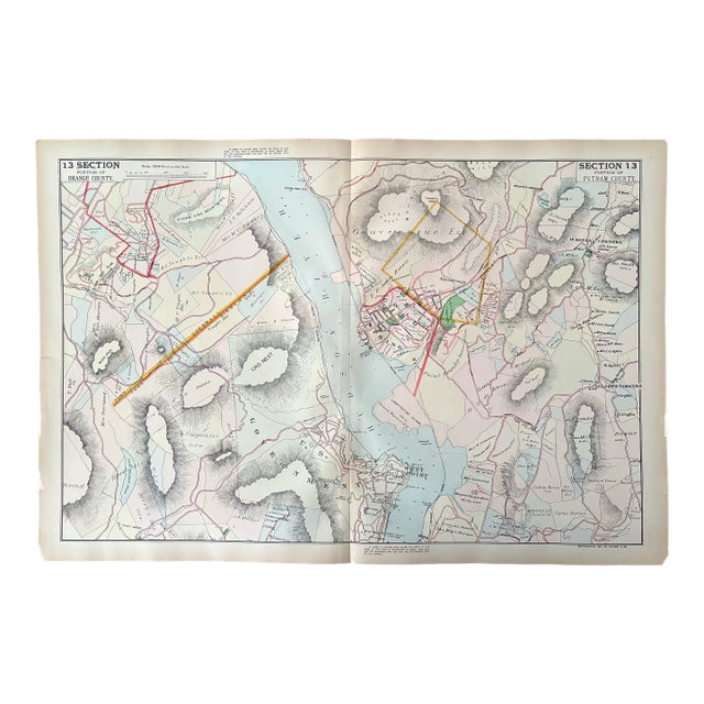 Antique Cartography Map - Section 13 of Orange and Putnam Counties, New York - Published by Watson and Company, 1891 For Sale