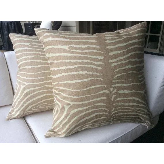 Brunschwig and Fils “Pewter” Le Zebre Tan Pillows - a Pair For Sale In Atlanta - Image 6 of 6